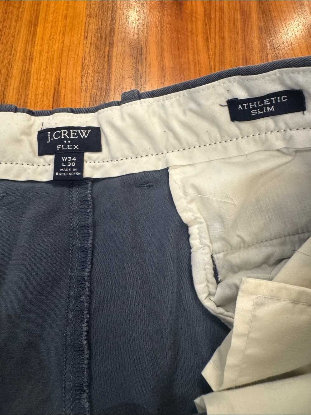 2 pairs of J. Crew Men's Gray & Ana y Chino Pants - athletic slim fit (34x20) - Picture 3 of 5